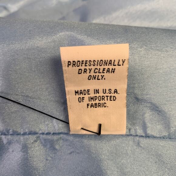 RIZIK BROS. Size 6 Cream Blue Tan Silk Floral Shawl Strapless Gown - Picture 9 of 10